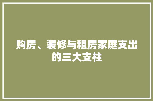 购房、装修与租房家庭支出的三大支柱