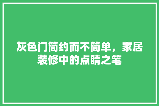 灰色门简约而不简单，家居装修中的点睛之笔