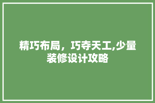 精巧布局，巧夺天工,少量装修设计攻略  第1张