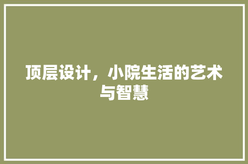 顶层设计，小院生活的艺术与智慧