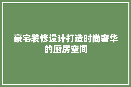 豪宅装修设计打造时尚奢华的厨房空间
