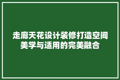 走廊天花设计装修打造空间美学与适用的完美融合