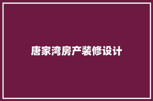 唐家湾房产装修设计