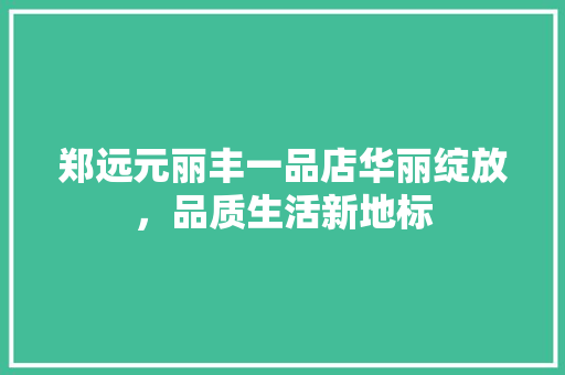 郑远元丽丰一品店华丽绽放，品质生活新地标