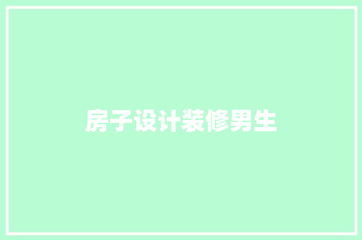 房子设计装修男生