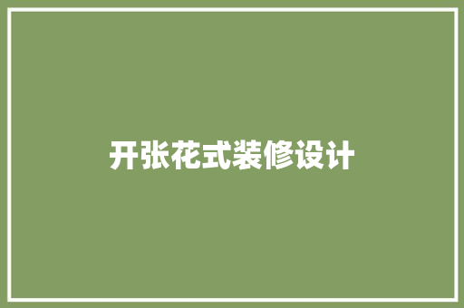 开张花式装修设计